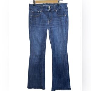 American Eagle Artist Jeans Women’s 8R Dark Wash Stretch Straight Flare Denim